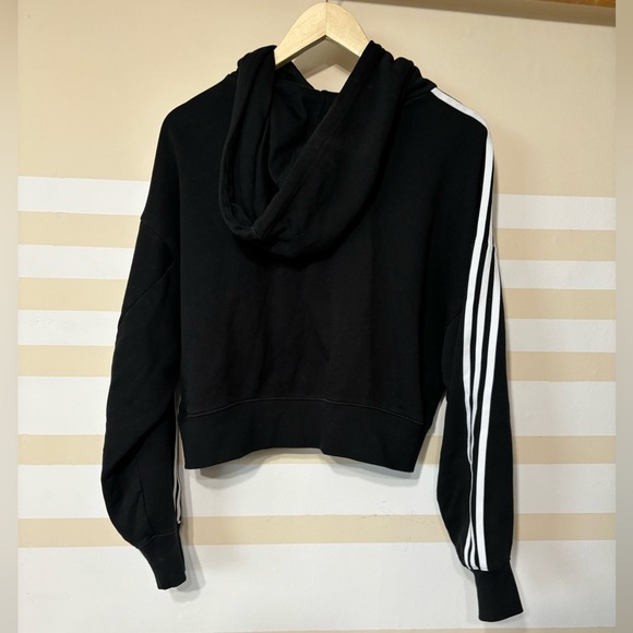 adidas Originals Womens Adicolor Classics Cropped Hoodie Black 3-Stripes - Picture 8 of 12